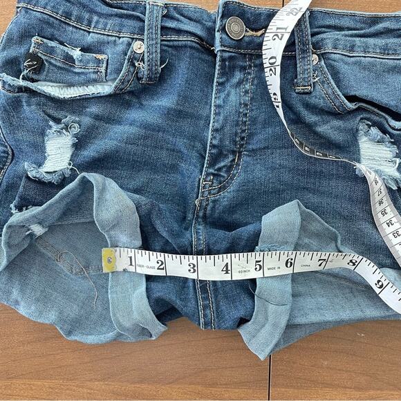 KanCan | Women's Mid Rise Distressed Jean Shorts with Folded Hem KC6111D Denim M - Picture 6 of 9
